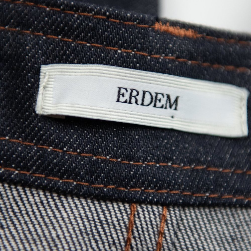 ERDEM Vina Jeans High Waist Flared Hem Buckle Belt Stretch Denim Dark Blue Sz 4 - Picture 4 of 9